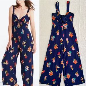 Madewell Navy Plumeria Cutout Jumpsuit Bird of Paradise Size 4 / Resort Wear